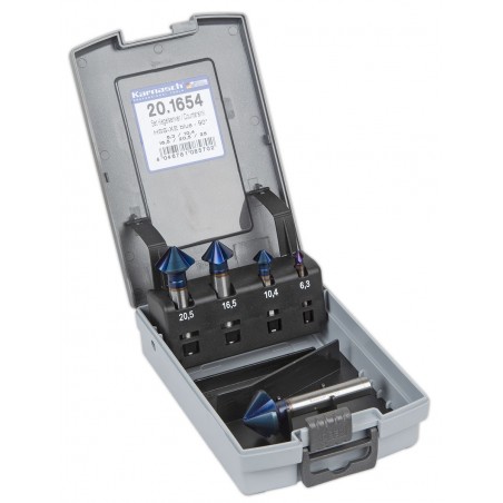 5-osaline koonussüvistite komplekt Karnasch Countersink 90° HSS-Xe Blue-Tec coating