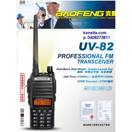 Baofeng UV-82CE PRO 160/443 MHz kanalprogrammerad radiotelefon med dubbla frekvenzer